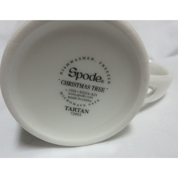 Spode Mug & Spoon set- Christmas Tree, Tartan Plaid 14oz New in Box Gift - Picture 6 of 9